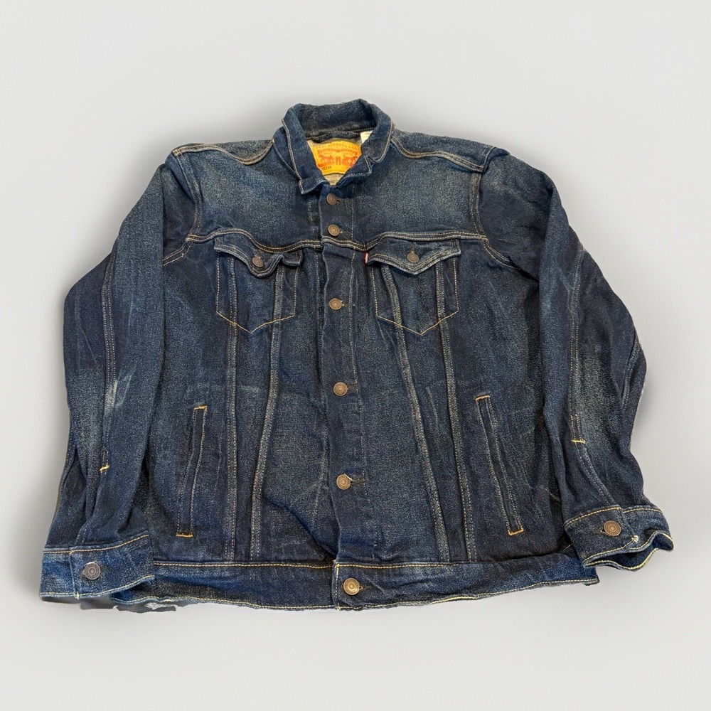 Levi's Trucker Denim Jacket Mens XL Dark Wash Faded Indigo Blue Jean 72334